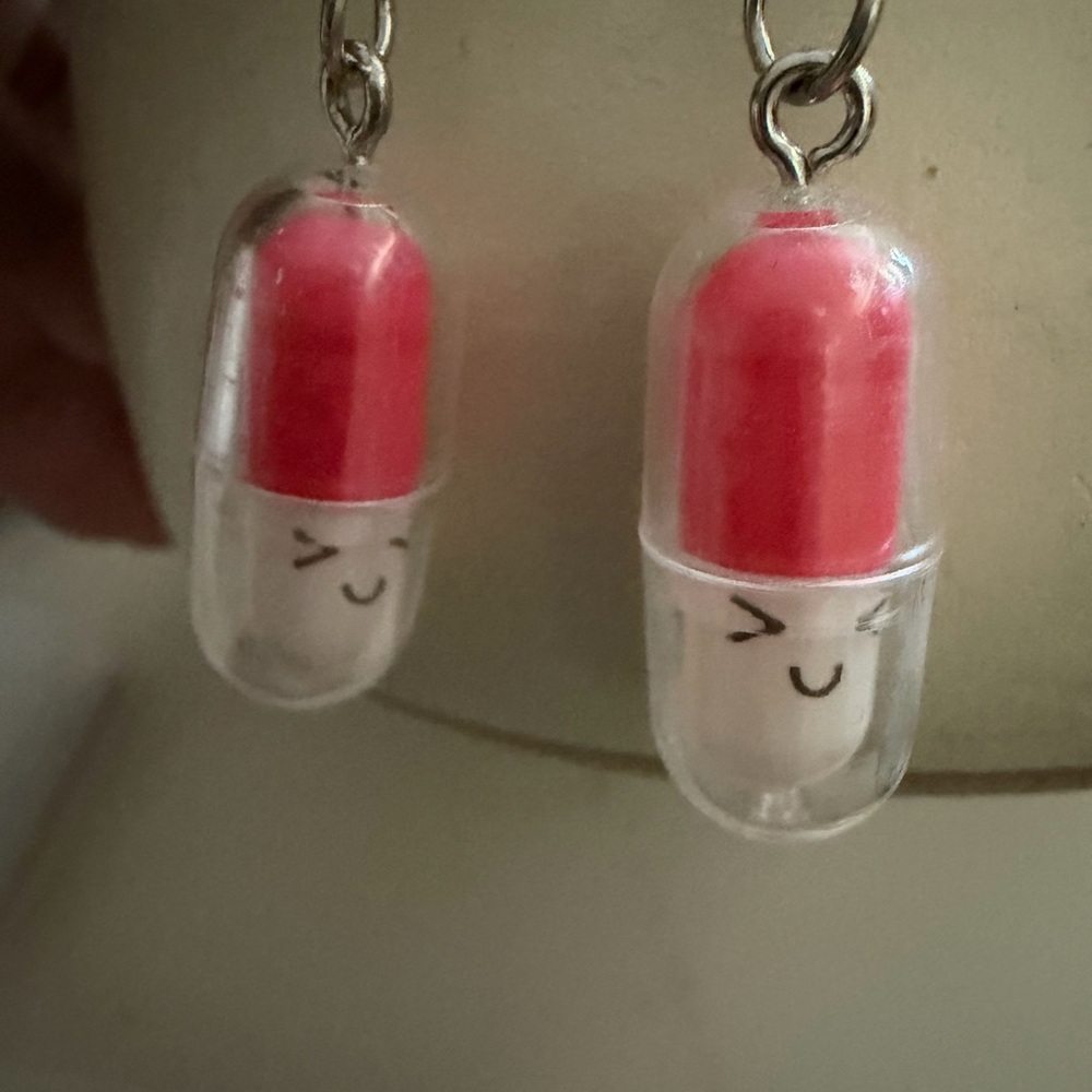 Cute Pink and White Capsule Earrings